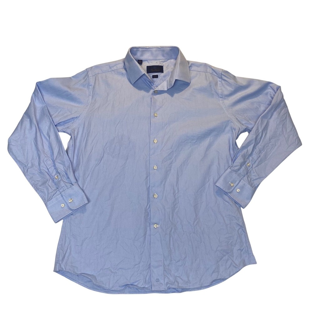 David Donahue‎ Trim Blue Dress Shirt Men's 17 34/35 Button Front